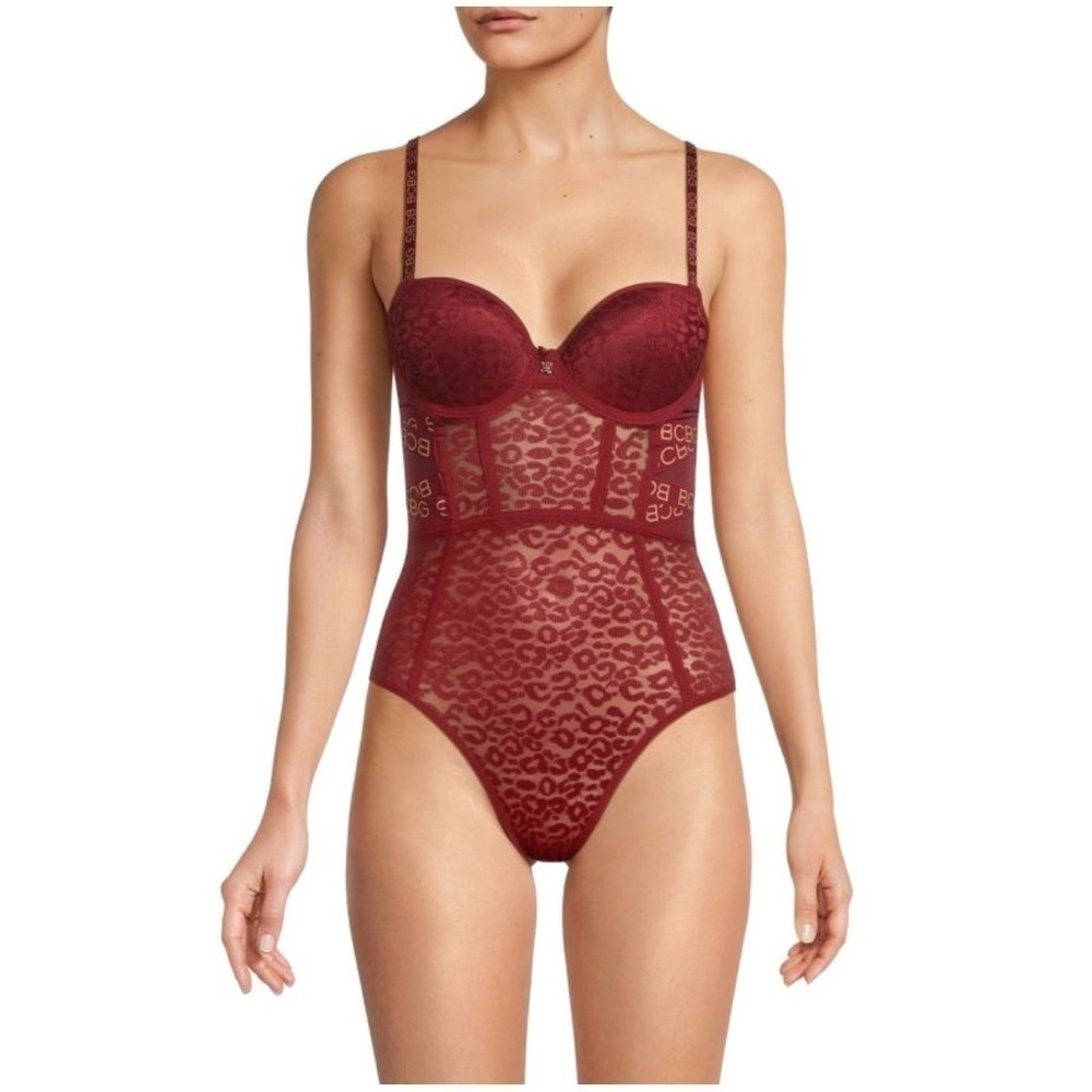BCBG Sweetheart Neckline Lace Bodysuit Size Large